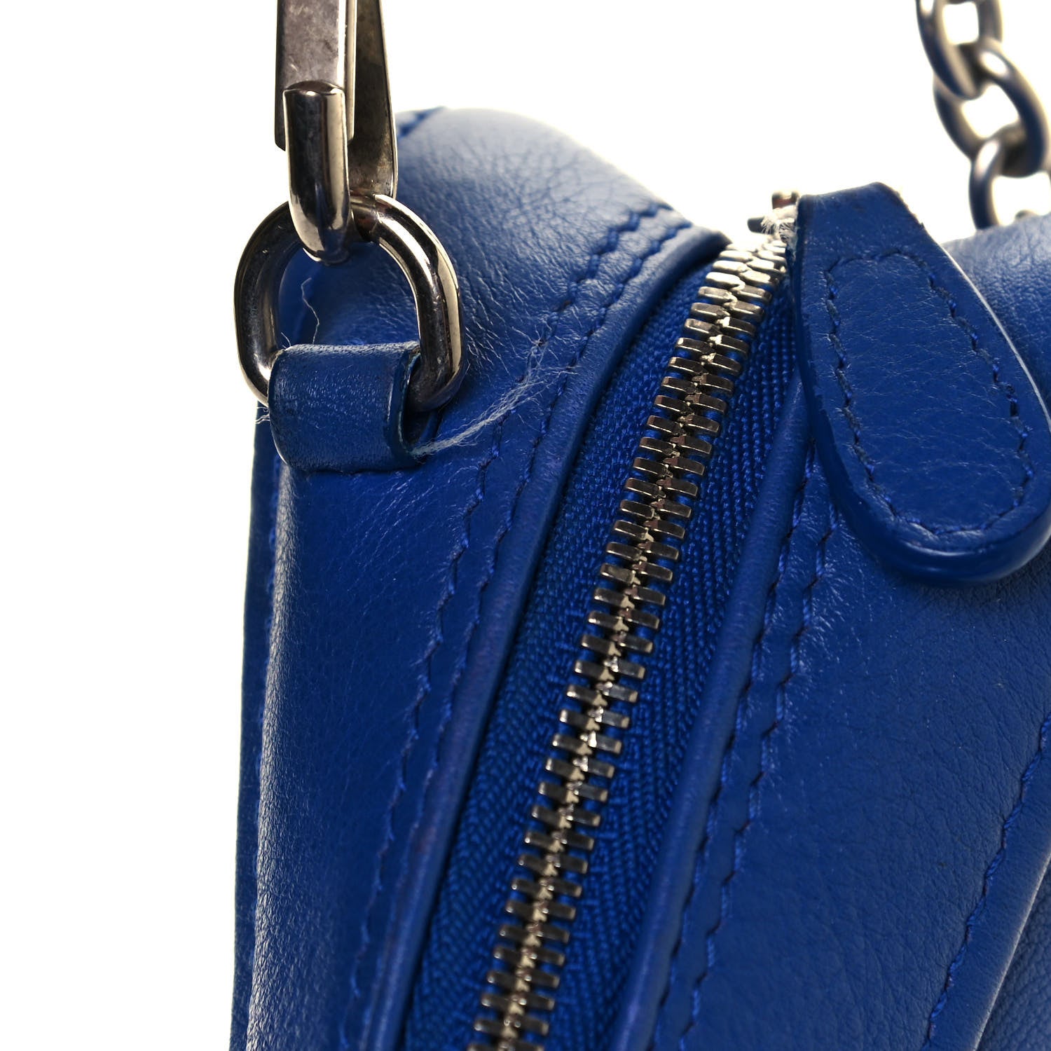 Balenciaga Shiny Day Calfskin Logo XS Triangle Chain Duffle Bleu Roi White 16 of 16