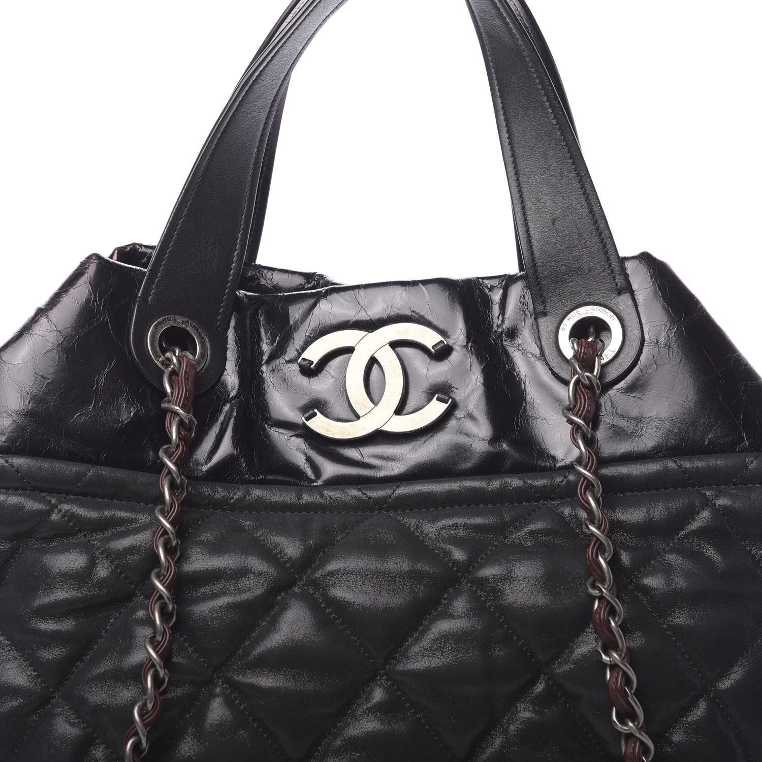 Chanel Iridescent Calfskin Quilted Large In The Mix Tote Black 8 of 10