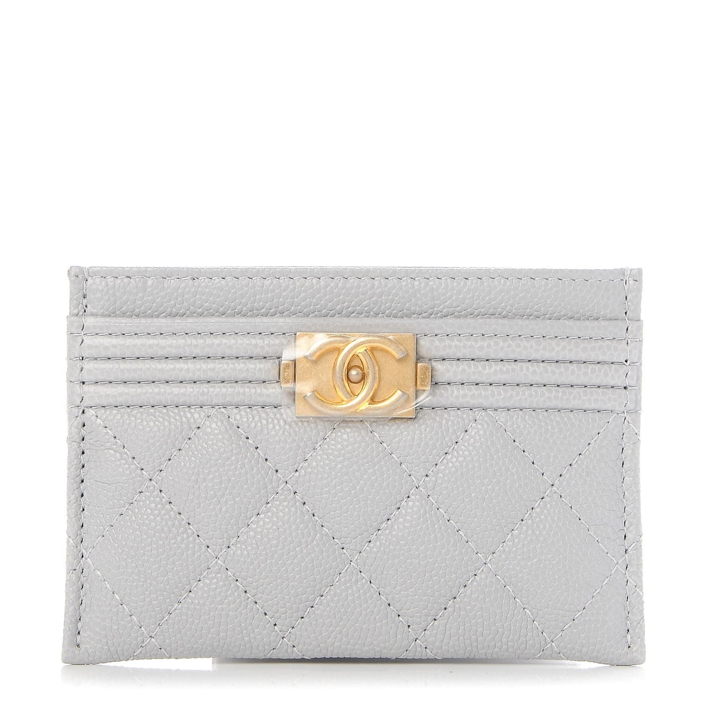 Caviar Quilted Boy Card Holder Grey