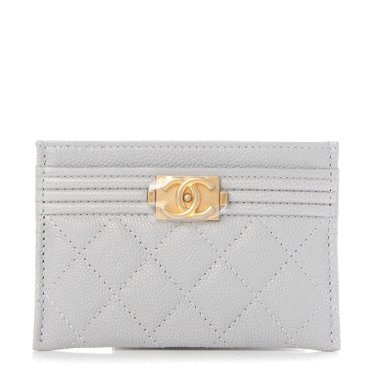 Chanel Caviar Quilted Boy Card Holder Grey 1 of 9
