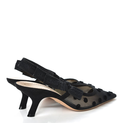 Christian Dior Suede Calfskin Grosgrain Dotted Sling-Back Ballet Pumps 36 Black 4 of 8