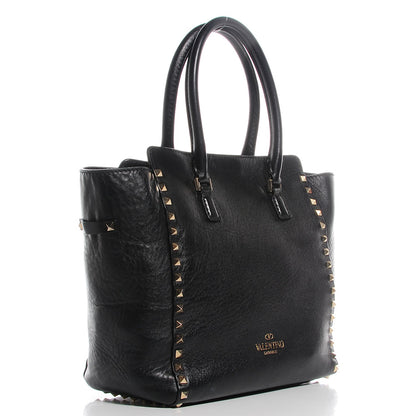 Valentino Garavani Vitello Rockstud Double Handle Tote Black 3 of 10