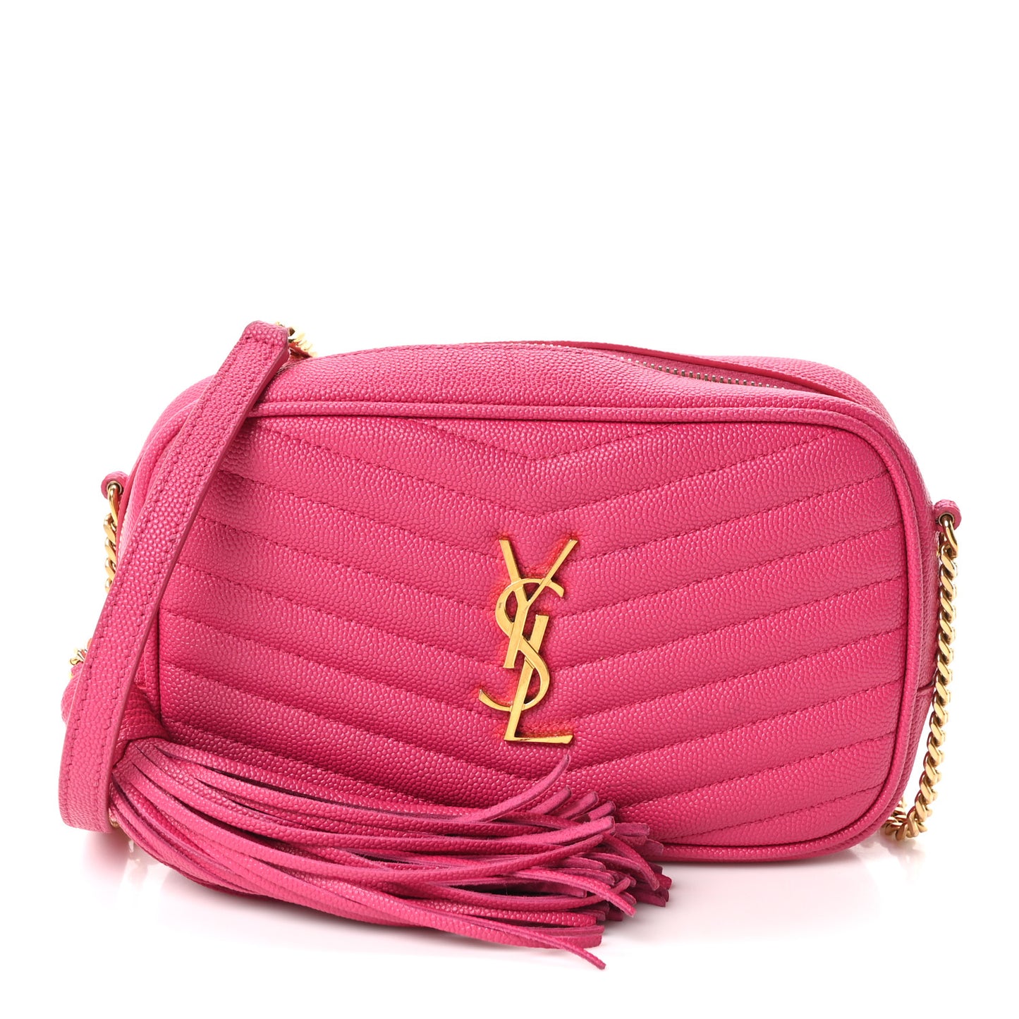 Grain De Poudre Matelasse Monogram Mini Lou Camera Bag Fuchsia