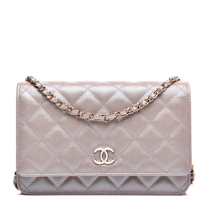 Chanel Iridescent Caviar Quilted Wallet On Chain WOC Beige 1 of 11