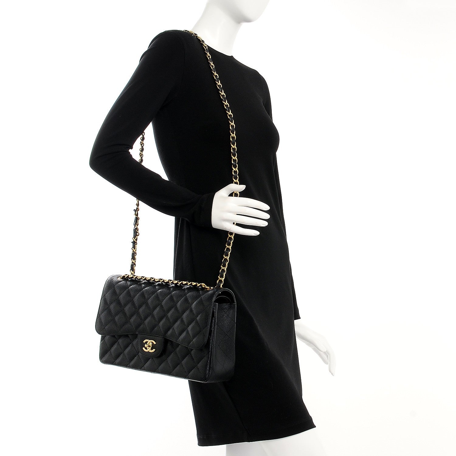 Chanel Caviar Quilted Jumbo Double Flap Black 2 of 9