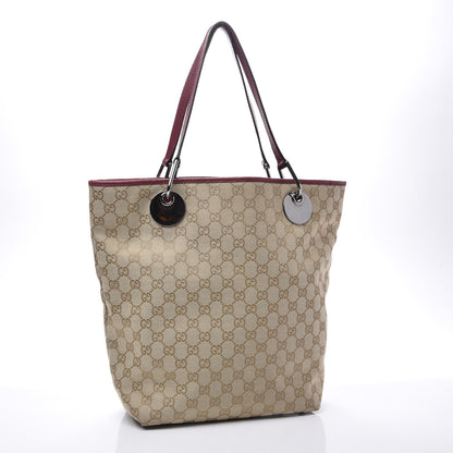 Gucci Monogram Large Eclipse Tote Beige Red 2 of 9