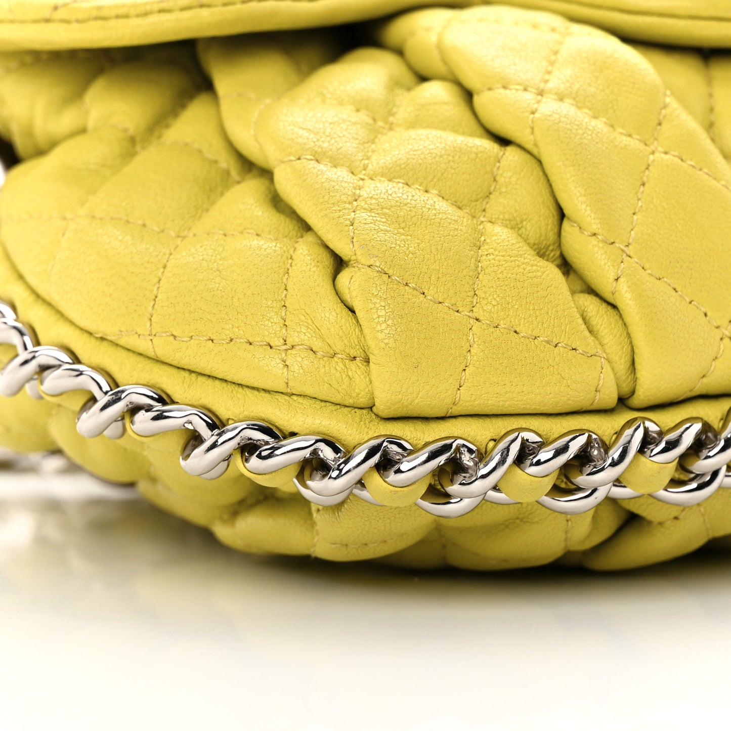 Washed Lambskin Quilted Mini Chain Around Flap Yellow
