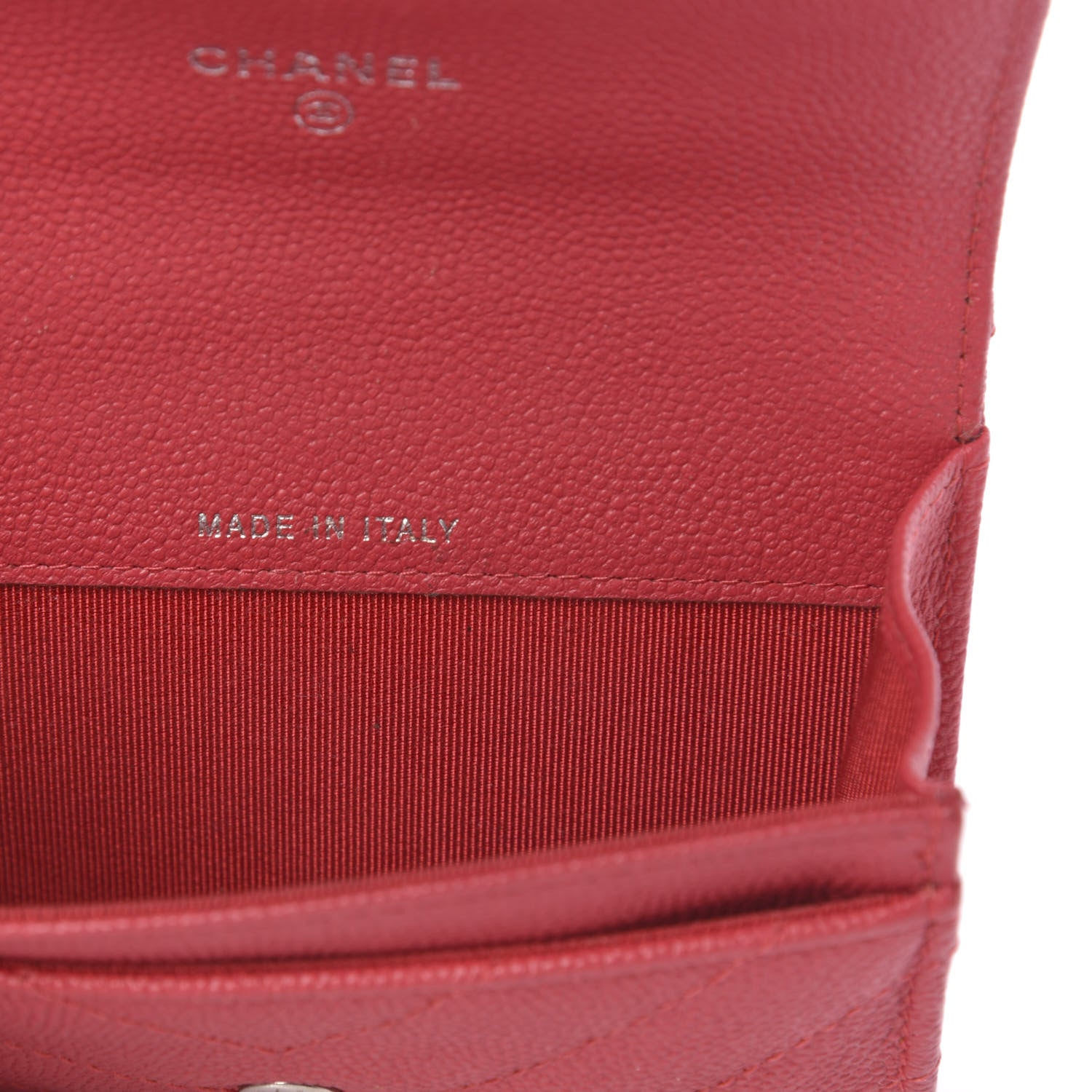 Chanel Caviar Chevron Quilted Flap Card Holder Red 9 of 12
