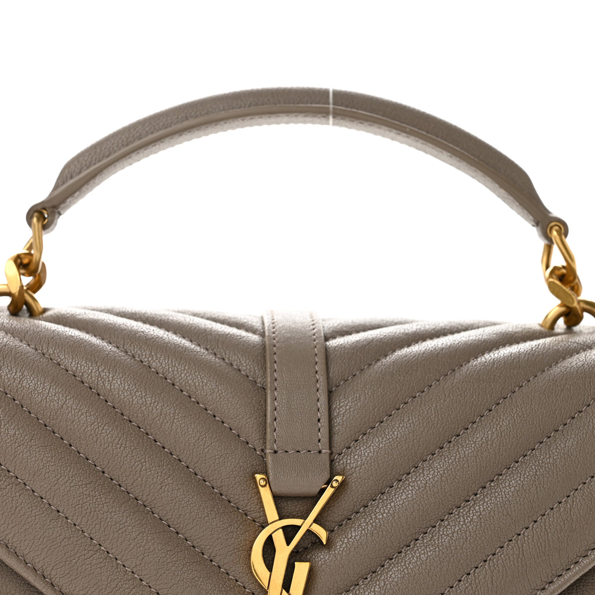 Saint Laurent Sheepskin Matelasse Chevron Monogram Medium College Bag Greyish Brown 8 of 11