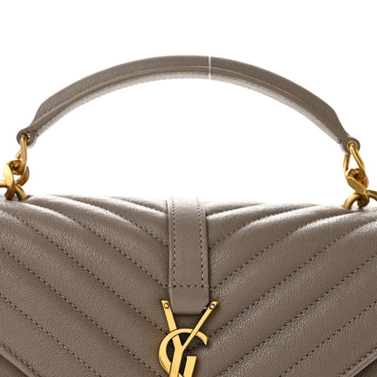 Saint Laurent Sheepskin Matelasse Chevron Monogram Medium College Bag Greyish Brown 8 of 11