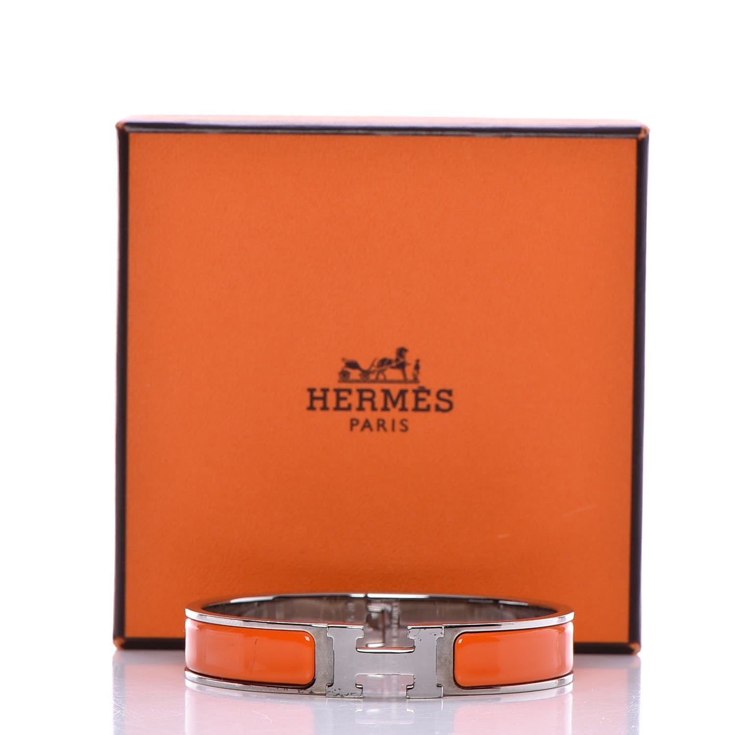 Hermes Enamel Narrow Clic Clac H Bracelet GM Orange 5 of 5