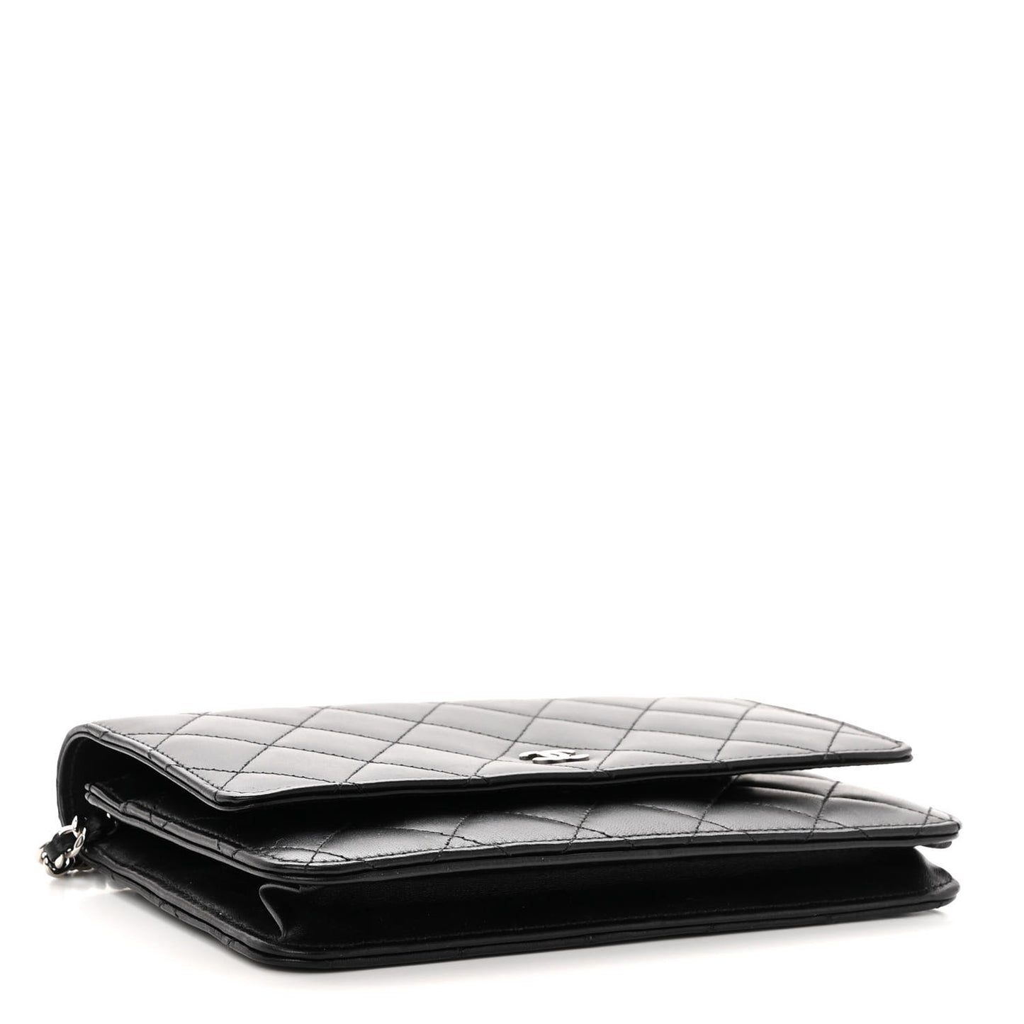 Lambskin Quilted Wallet On Chain WOC Black
