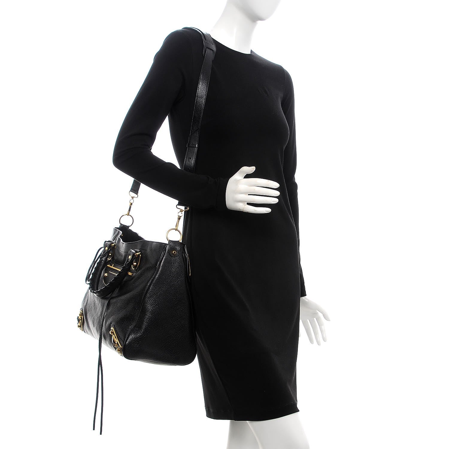 Balenciaga Chevre Gold Metallic Edge Hardware Velo Black 2 of 7