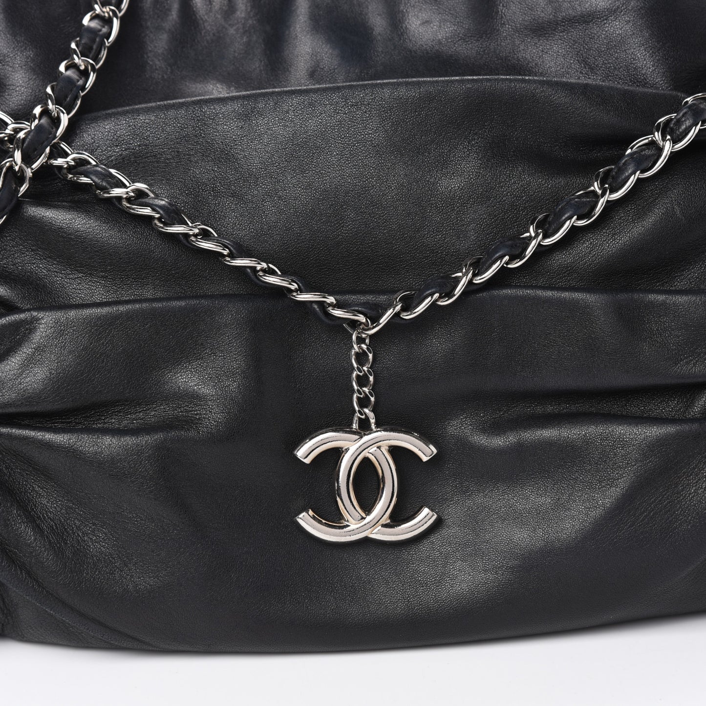 Lambskin Large Sharpei Shoulder Bag Black