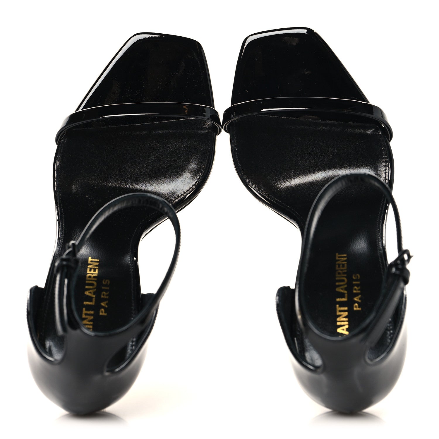 Saint Laurent Patent Calfskin Opyum 110 Sandals 36 Black Gold 2 of 10