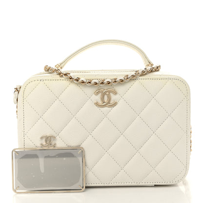 Chanel Caviar Quilted Top Handle Vanity Case White 3 of 12