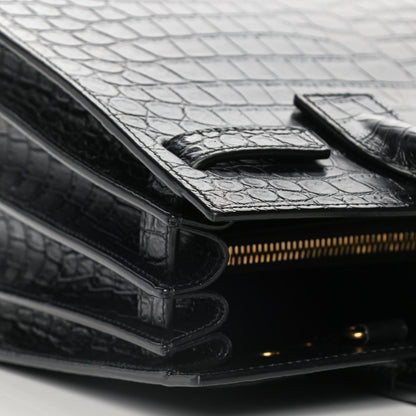 Saint Laurent Calfskin Crocodile Embossed Baby Sac De Jour Black 10 of 17