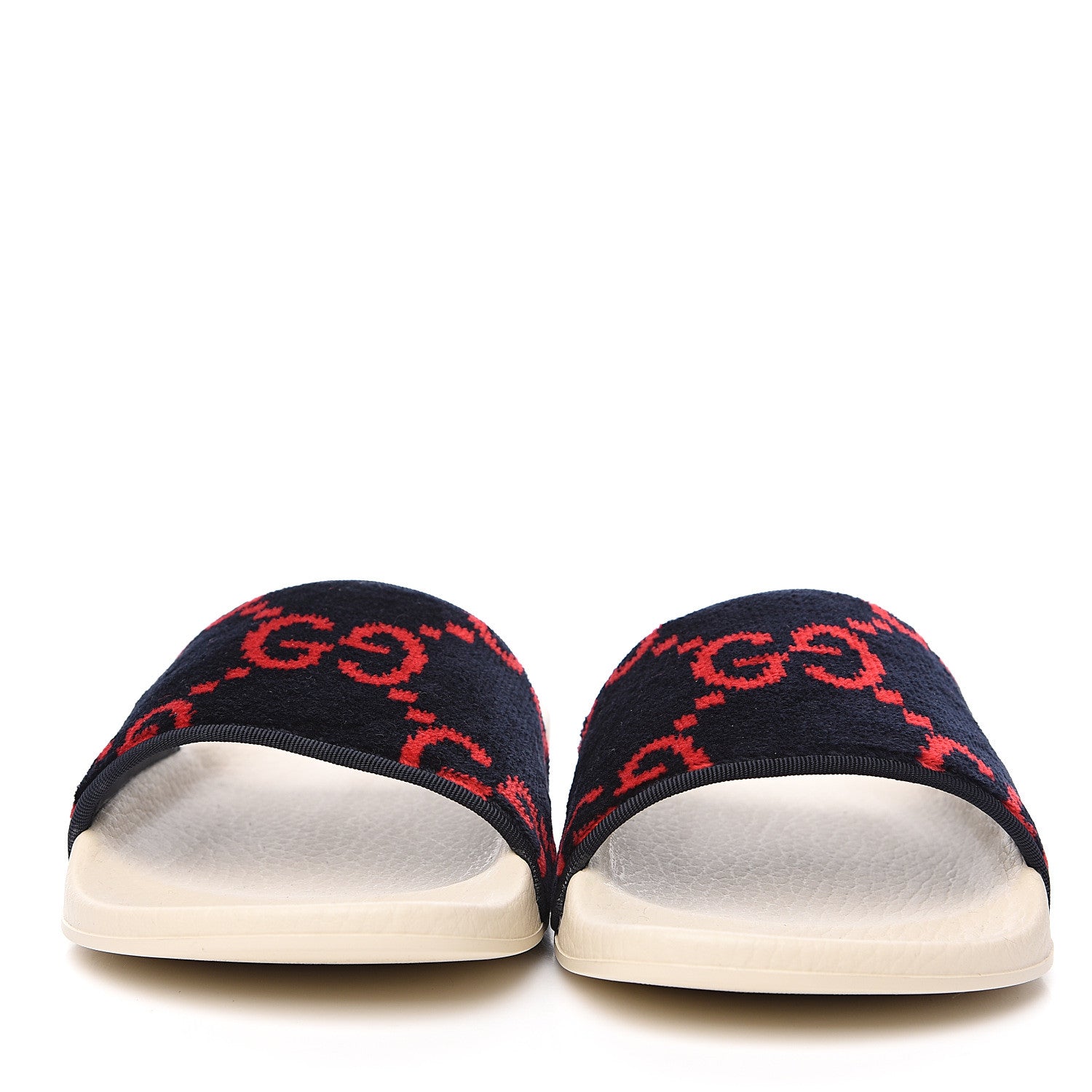 Gucci Terry Cloth GG Monogram Slide Sandals 38 Blue Red 2 of 7