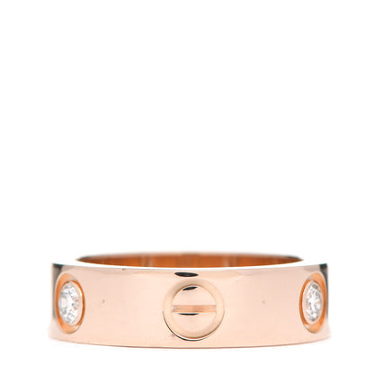 Cartier 18K Pink Gold 3 Diamond 5.5mm LOVE Ring 51 5.75 3 of 4