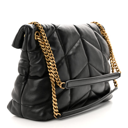 Saint Laurent Lambskin Quilted Medium Loulou Puffer Monogram Chain Satchel Black 3 of 11