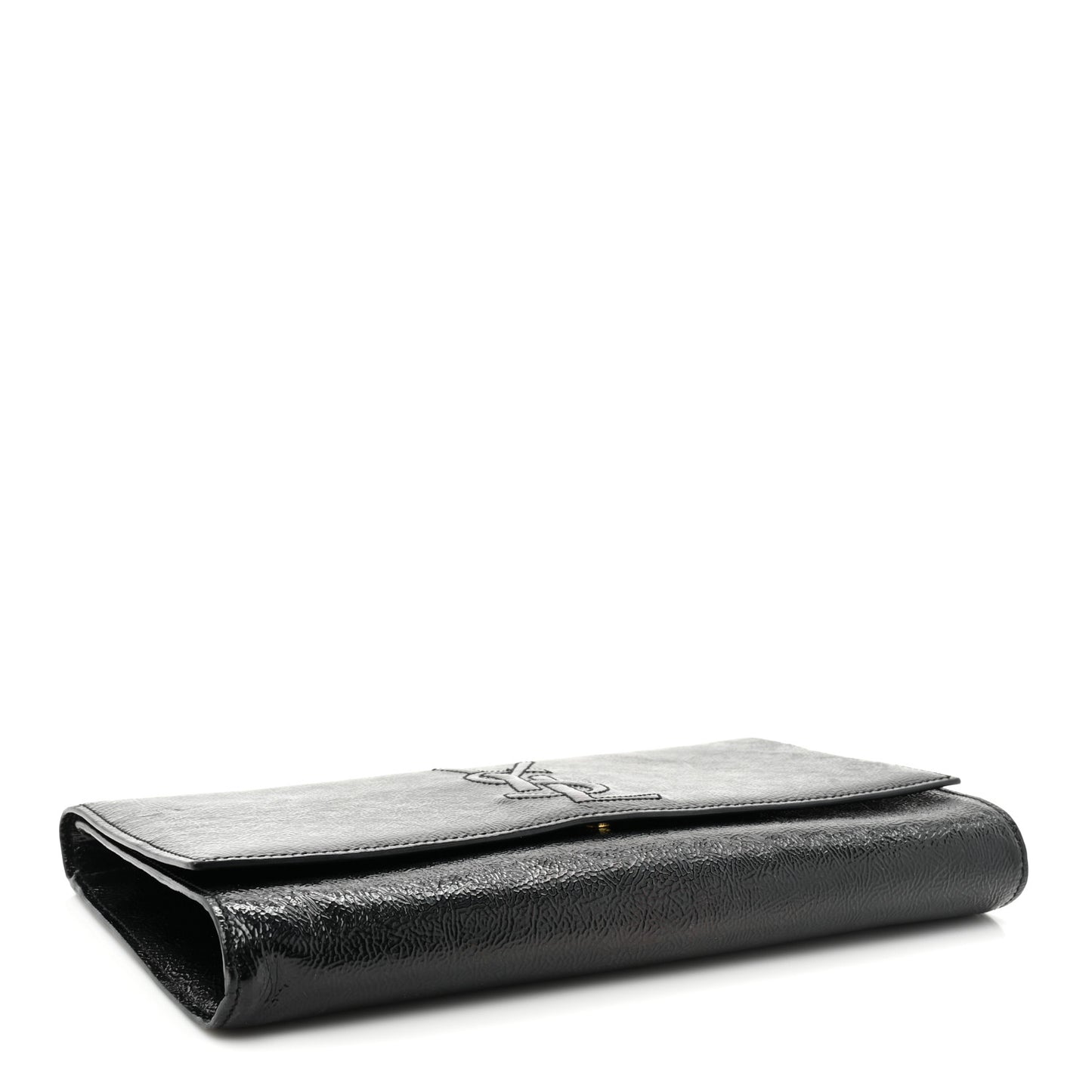 Textured Patent Monogram Large Belle De Jour Clutch Black