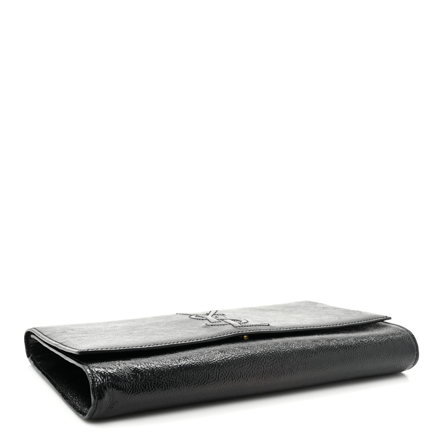 Saint Laurent Textured Patent Monogram Large Belle De Jour Clutch Black 4 of 12