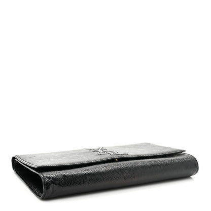 Saint Laurent Textured Patent Monogram Large Belle De Jour Clutch Black 4 of 12