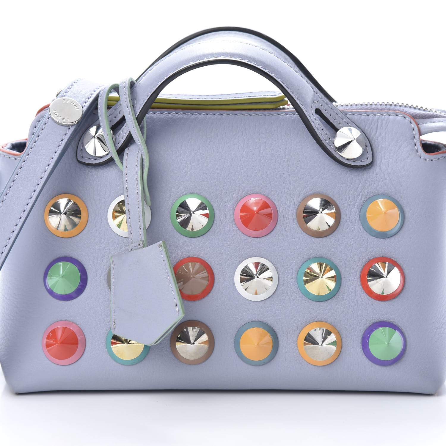 Fendi Vitello Dolce Studded Mini By The Way Boston Bag Light Purple Multicolor 8 of 13