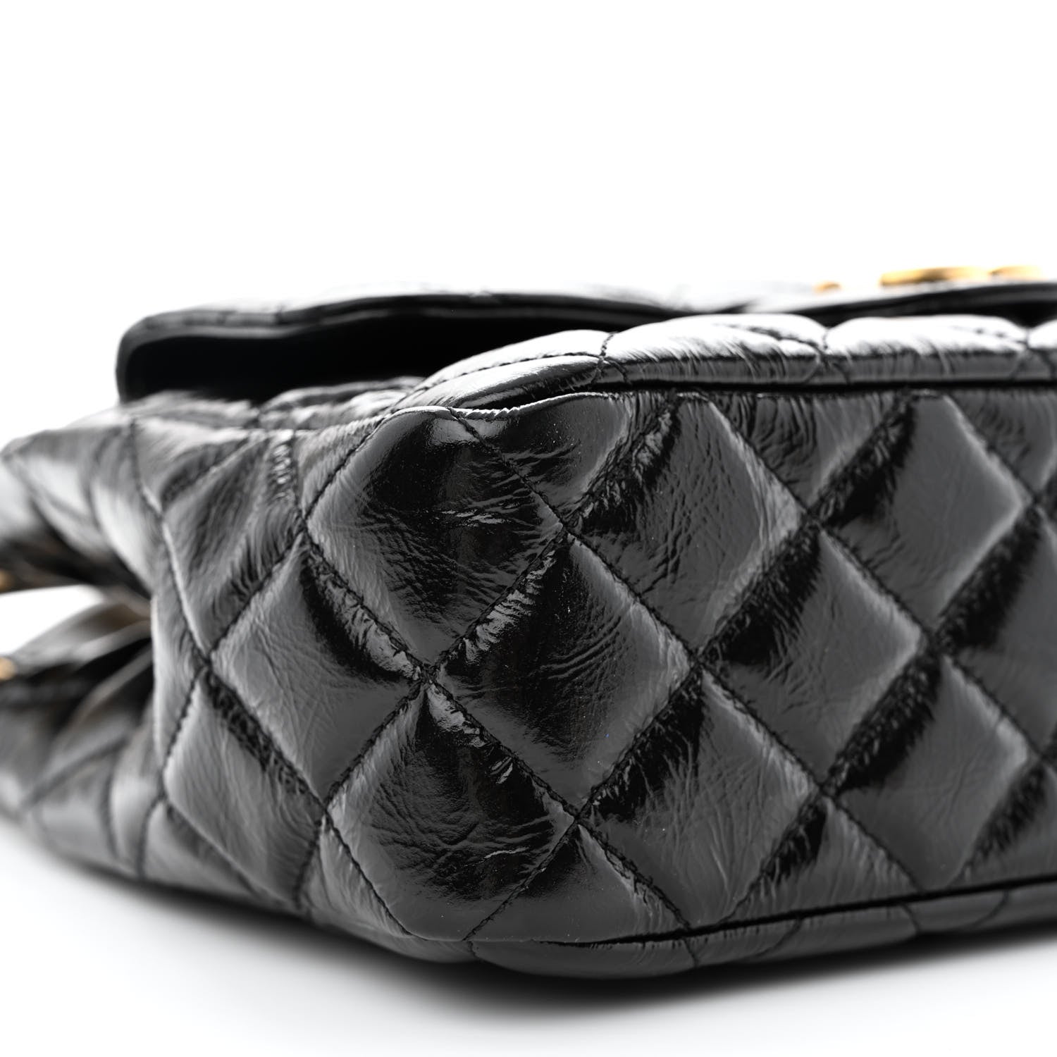 Chanel Shiny Crumpled Calfskin Quilted Wavy CC Hobo Black 10 of 12