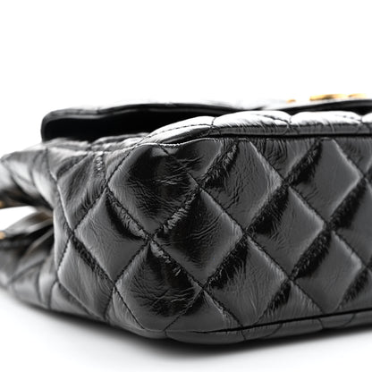Chanel Shiny Crumpled Calfskin Quilted Wavy CC Hobo Black 10 of 12