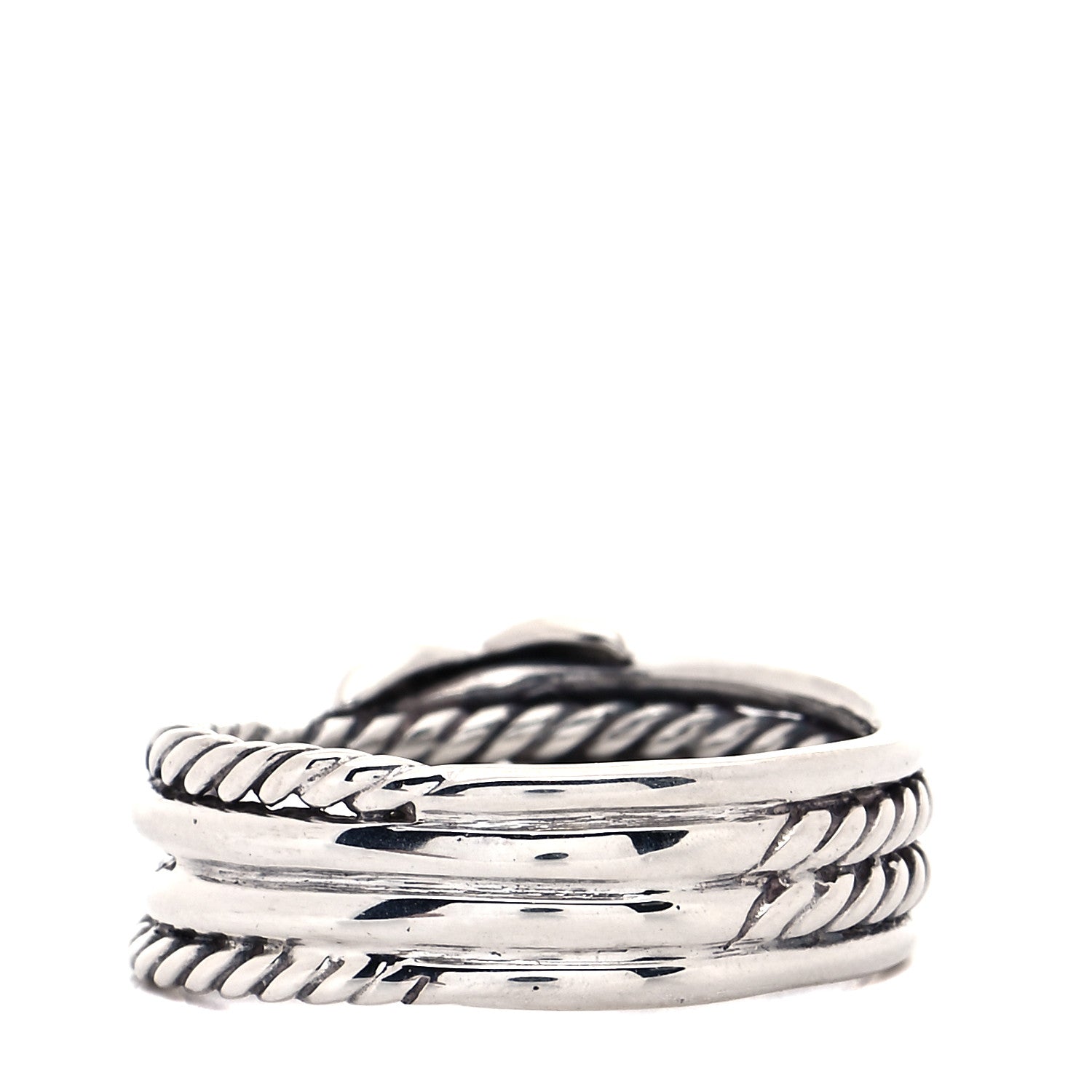 David Yurman Sterling Silver Diamond X Crossover Ring 54 6.75 3 of 4