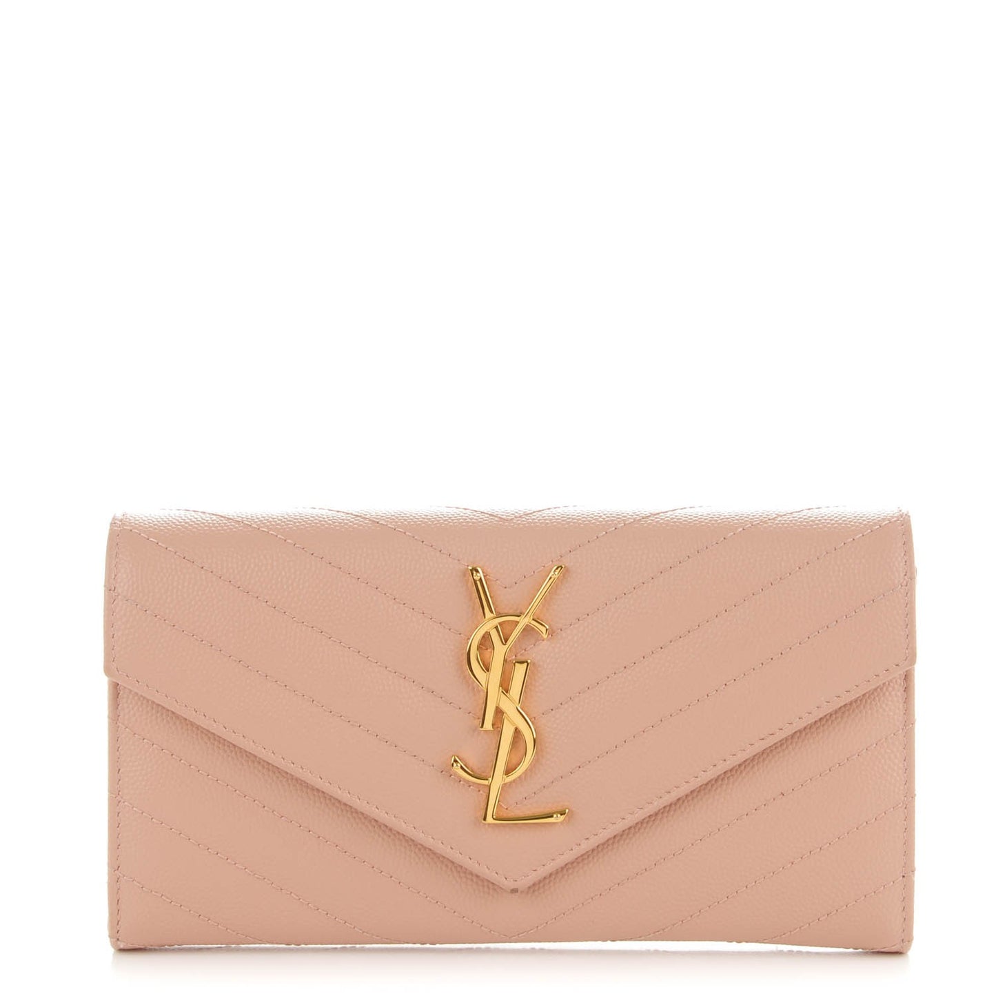 Grain De Poudre Matelasse Chevron Monogram Wallet Pale Blush