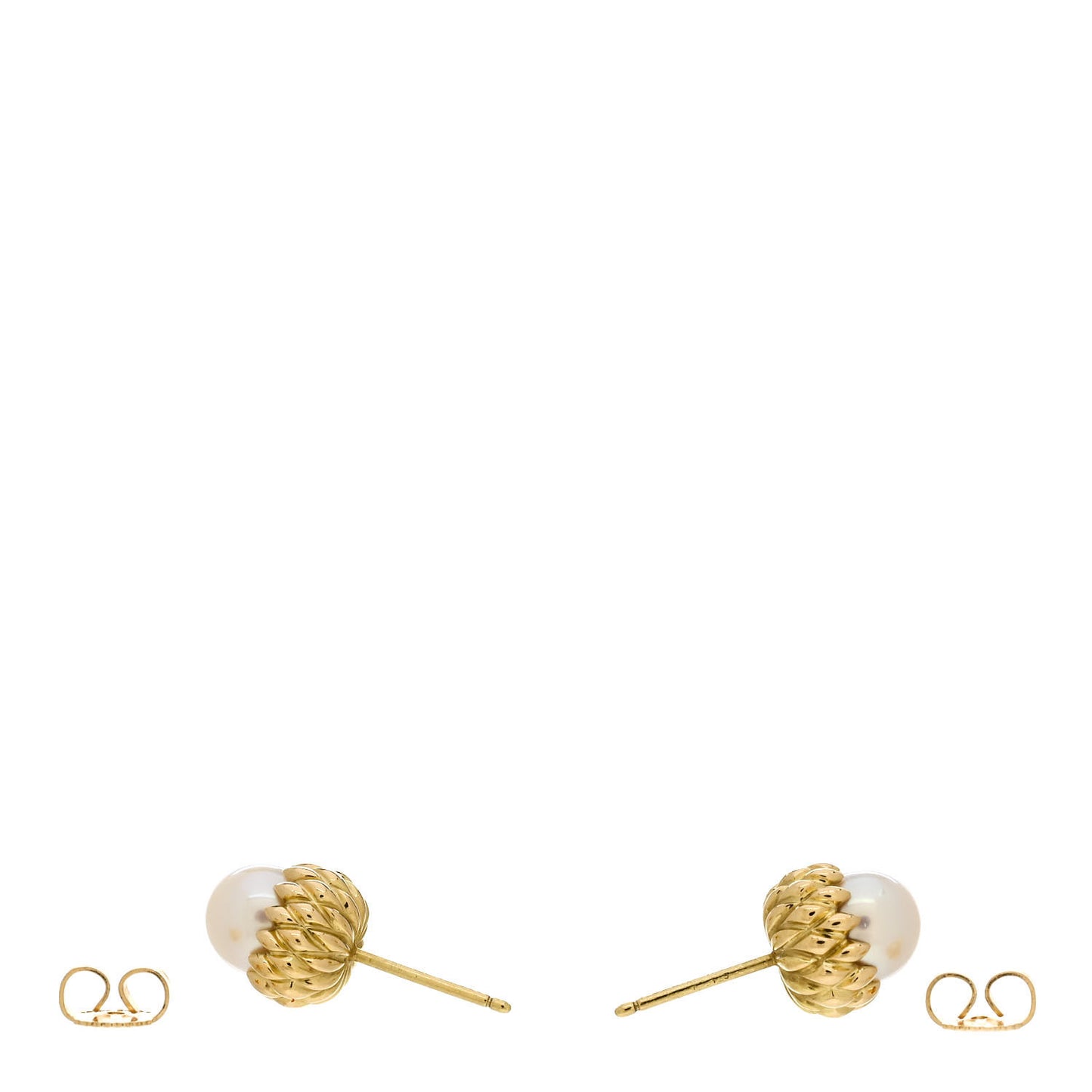 18K Yellow Gold Pearl Schlumberger Acorn Earrings