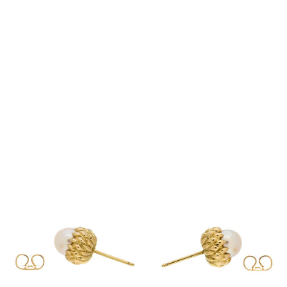 Tiffany 18K Yellow Gold Pearl Schlumberger Acorn Earrings 3 of 5