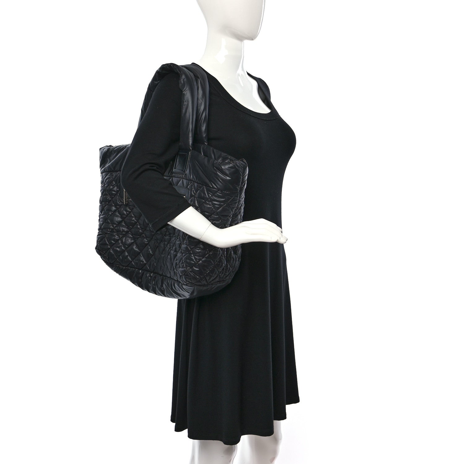 Chanel Nylon Quilted Large Coco Cocoon Tote Black 2 of 11