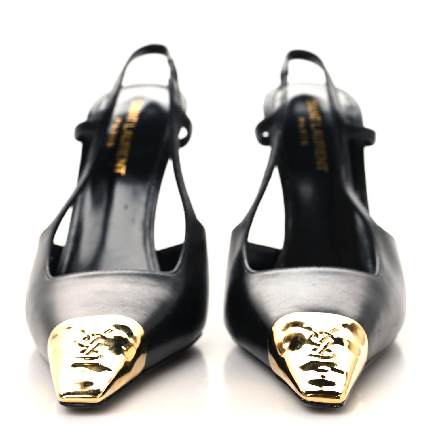 Saint Laurent Smooth Calfskin Jeanne 110 Slingback Pumps 37 Black 3 of 10