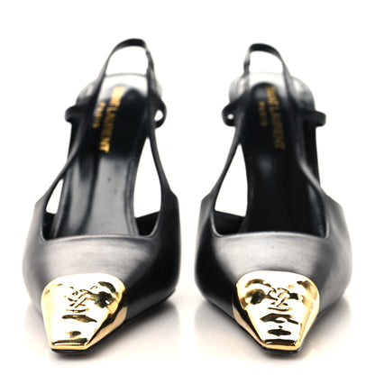 Saint Laurent Smooth Calfskin Jeanne 110 Slingback Pumps 37 Black 3 of 10