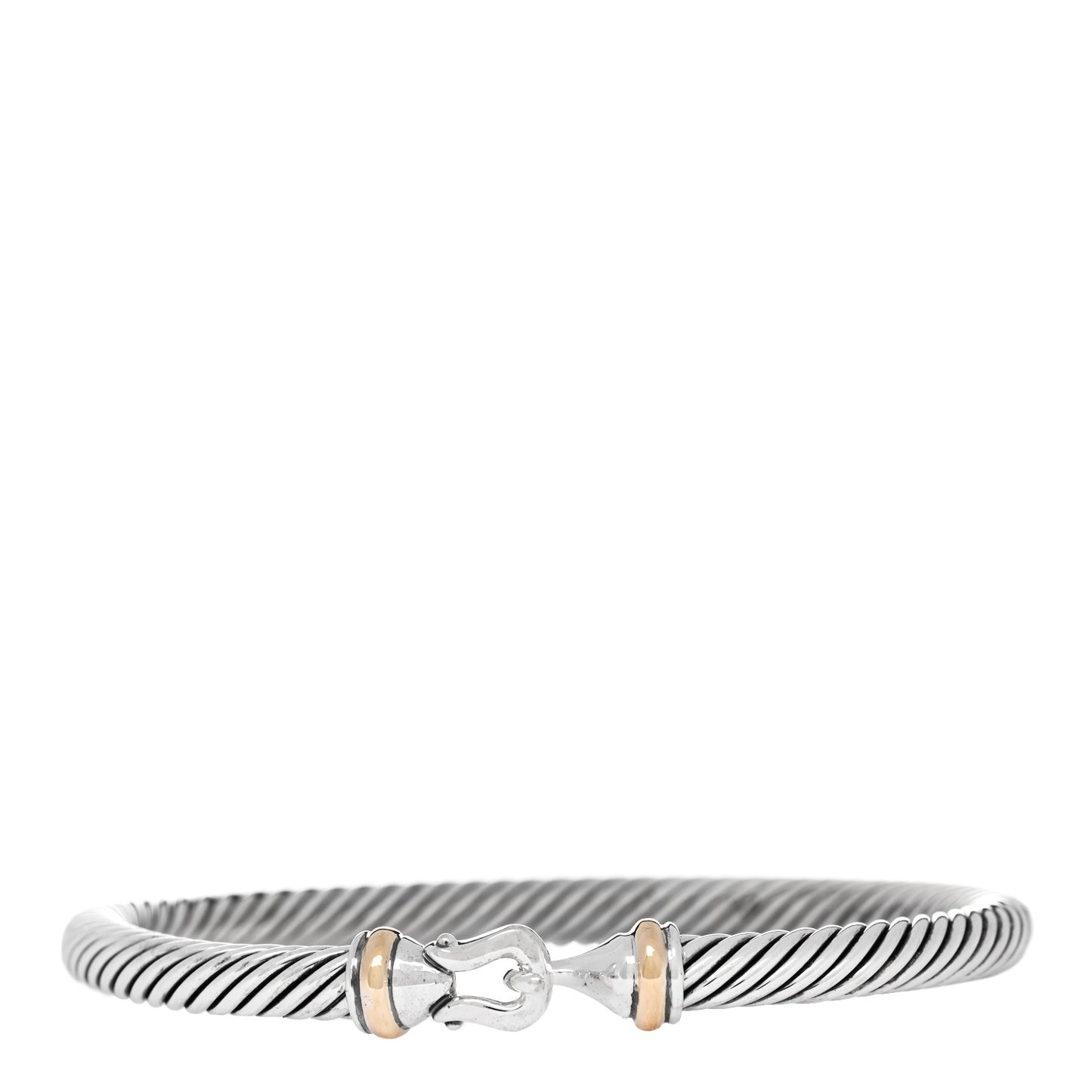 Sterling Silver 18K Yellow Gold 5mm Cable Classic Buckle Bracelet