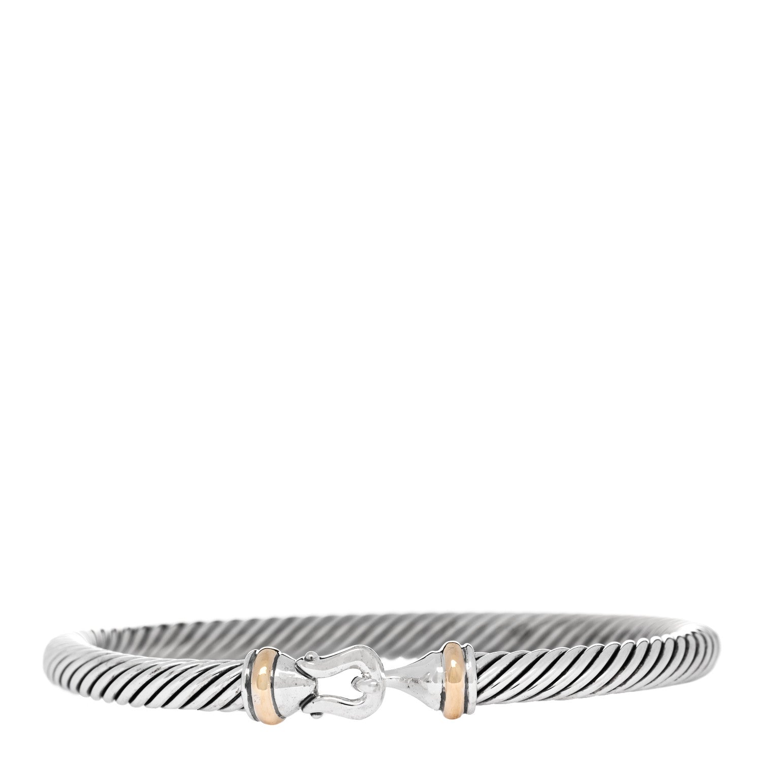 David Yurman Sterling Silver 18K Yellow Gold 5mm Cable Classic Buckle Bracelet 1 of 3