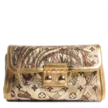 Monogram Brocade Thalie Clutch Gold