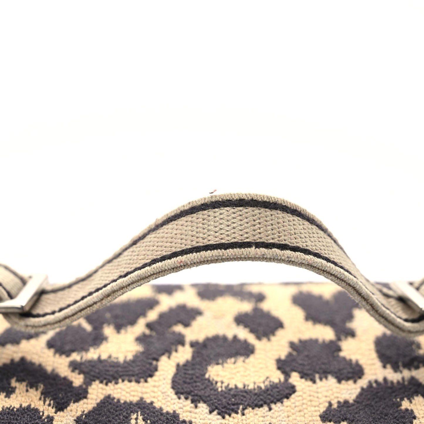 Canvas Mizza Embroidered Small Leopard Travel Vanity Case Beige