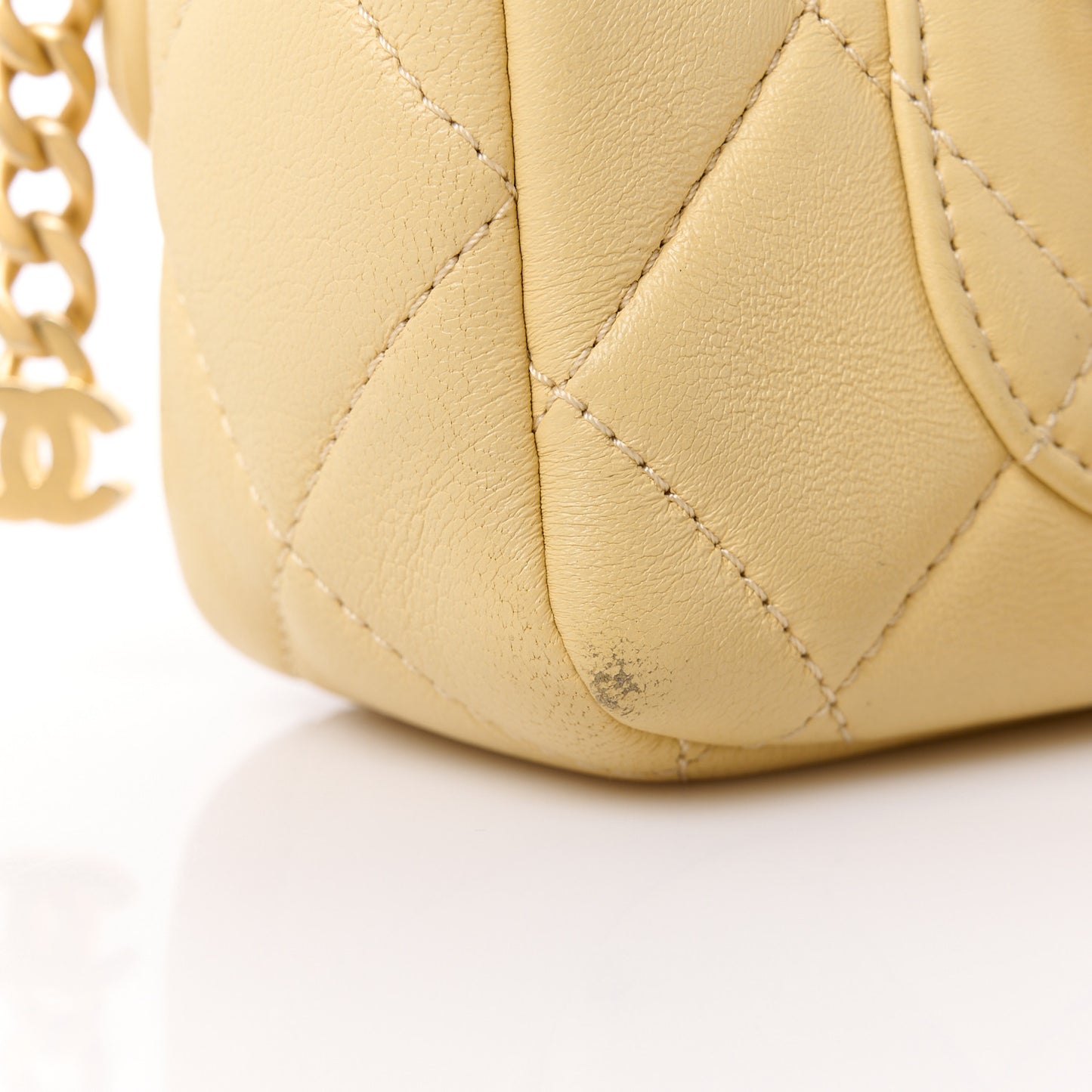Lambskin Enamel Quilted Mini Pending CC Square Flap Yellow