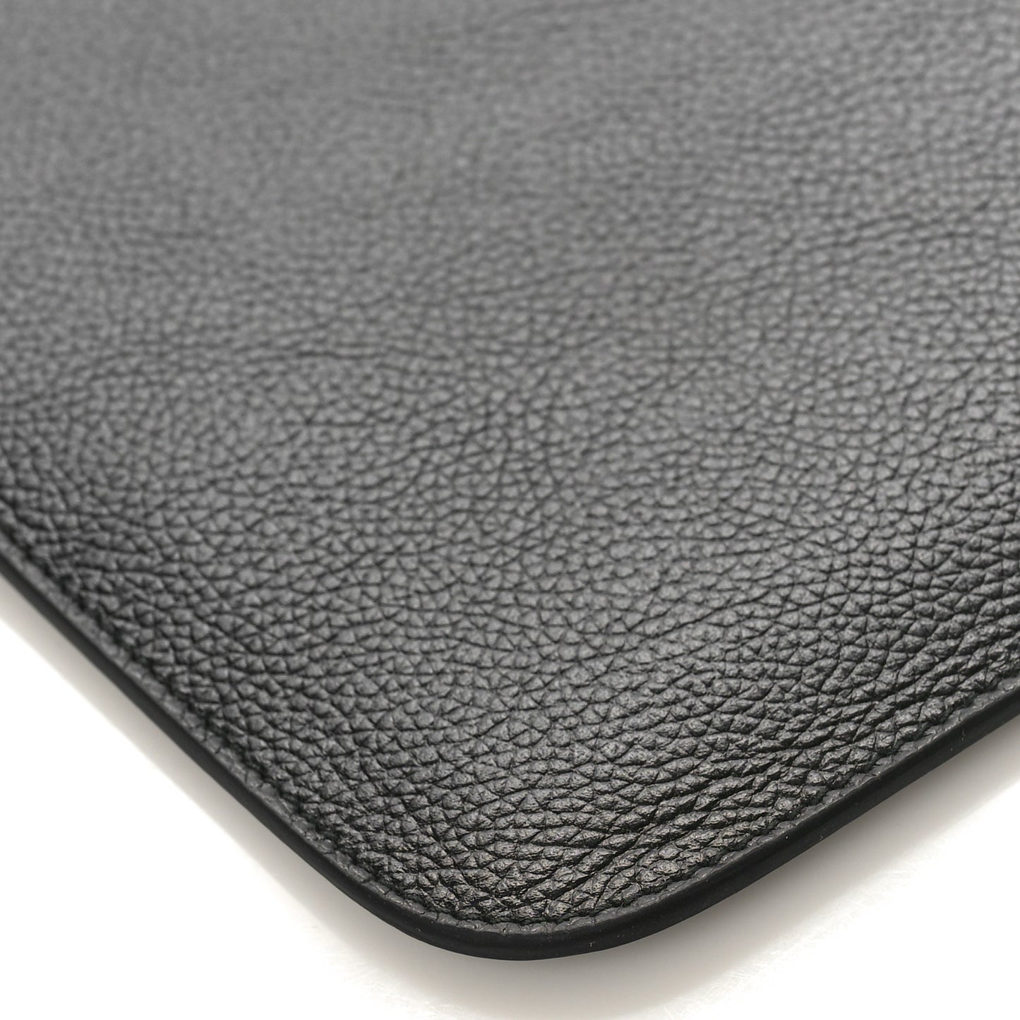 Grained Calfskin Logo Large Cash Wristlet Pouch Black White