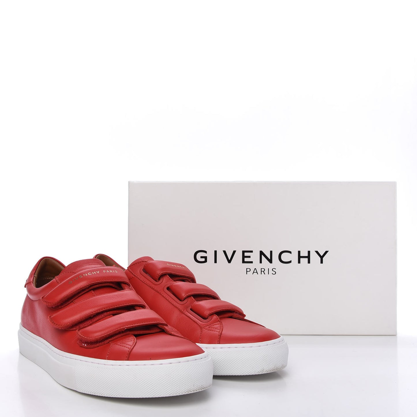 Calfskin Velcro Strap Mens Urban Street Sneakers 41 Red