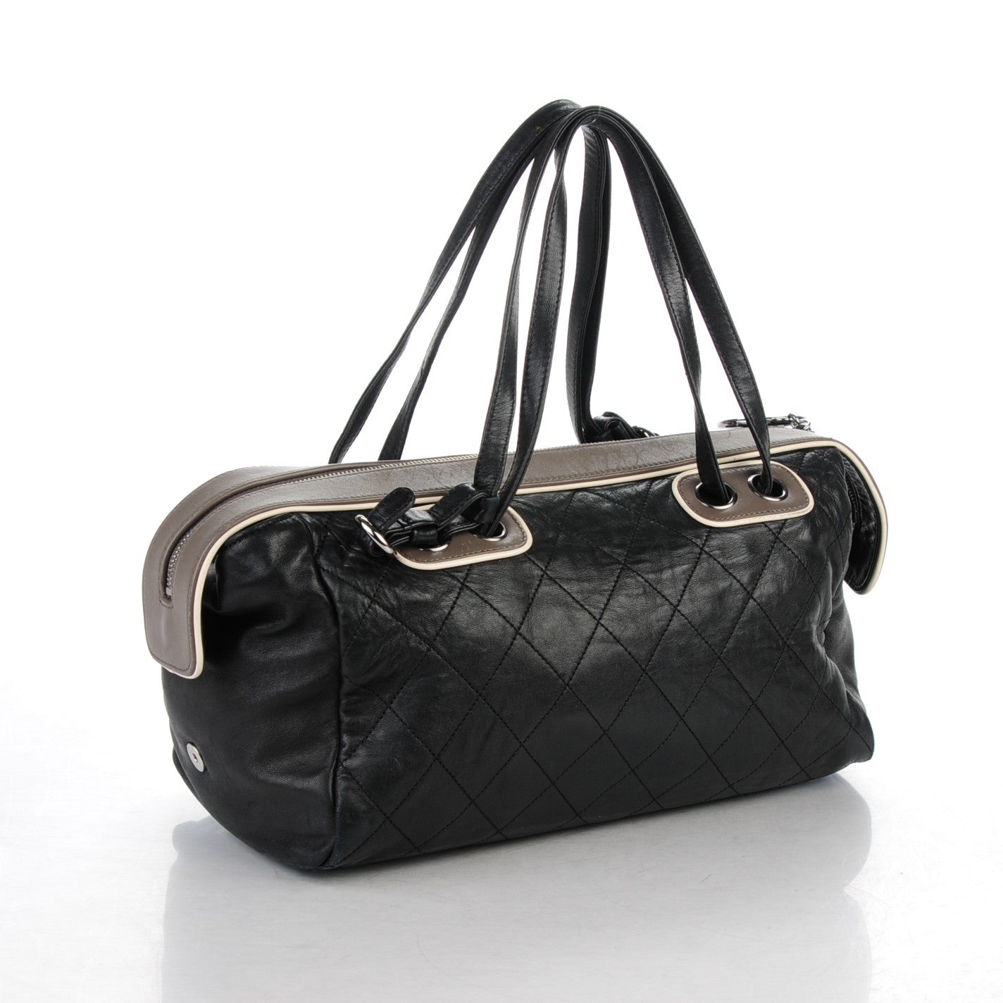 Lambskin Quilted Country Club Bowler Black