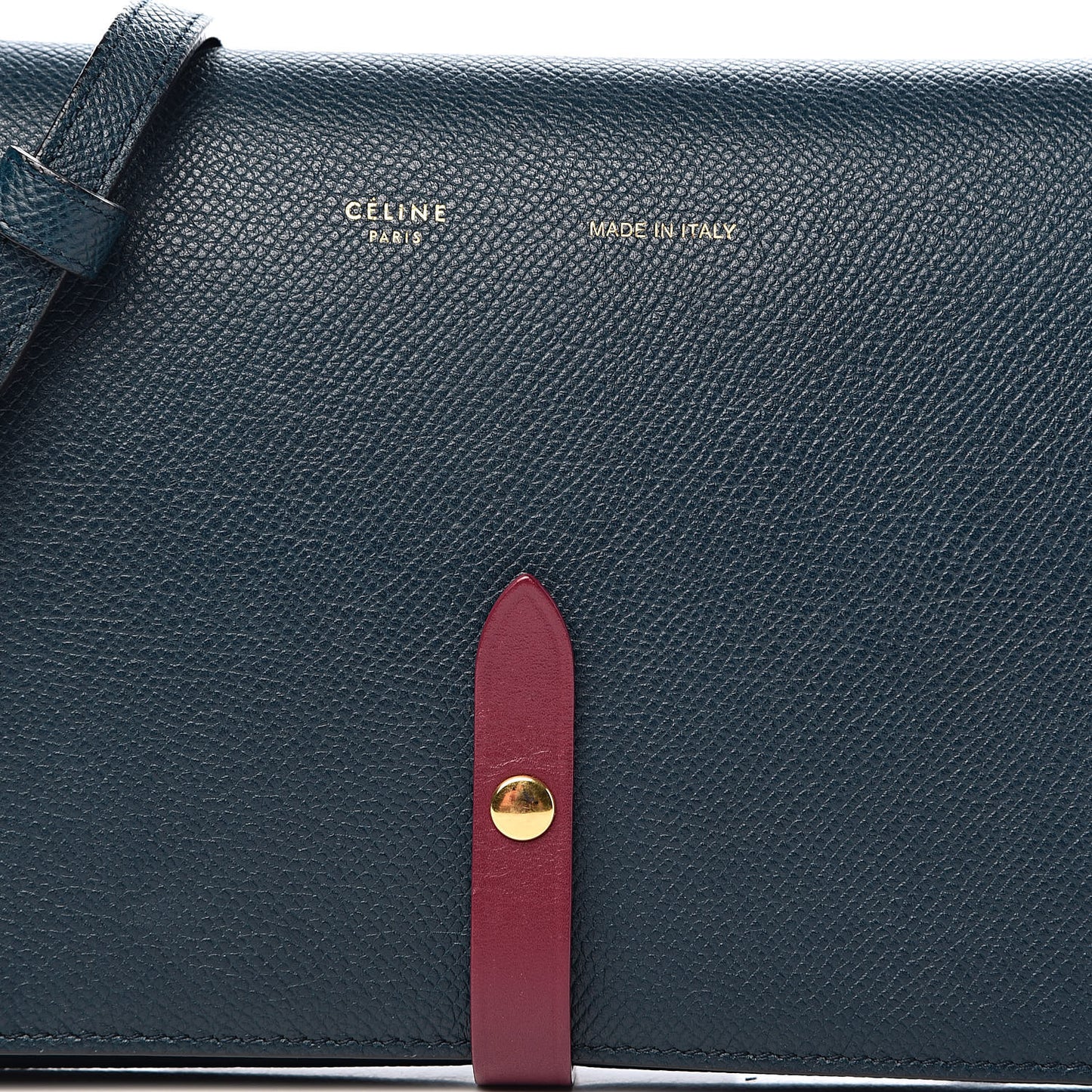 Grained Calfskin Clutch On Strap Bag Steel Blue