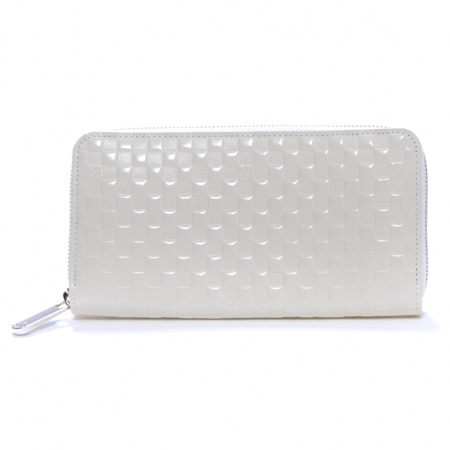 Shiny Calfskin Damier Facette Zippy Wallet Creme