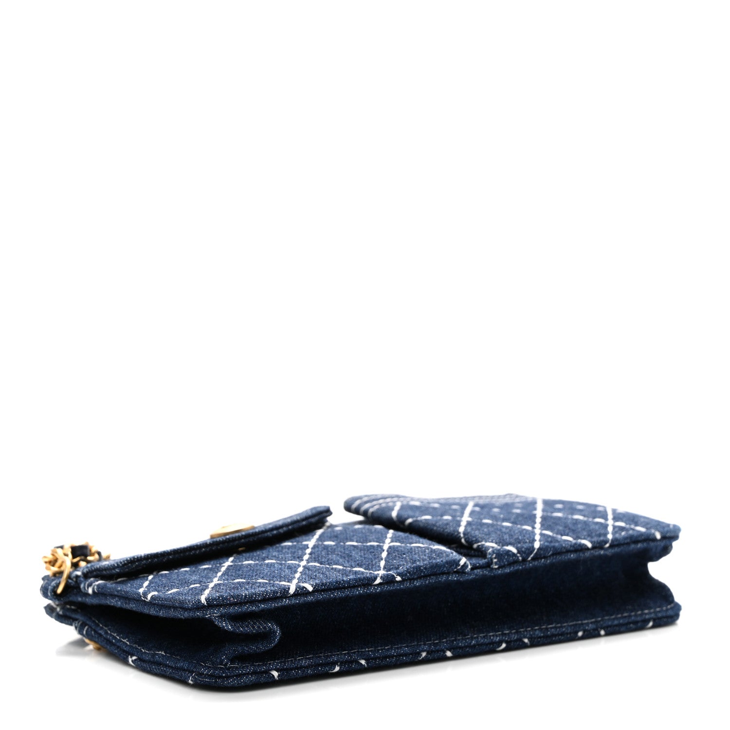 Chanel Denim Quilted Zipped Wristlet Clutch Blue 4 of 7
