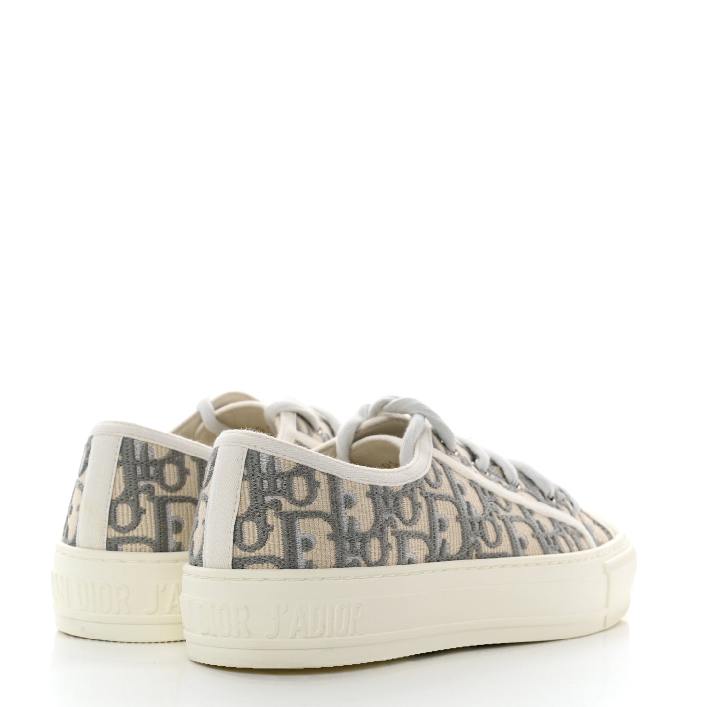 Canvas Oblique Walk'N'Dior Low Top Sneakers 36.5 Grey Stone