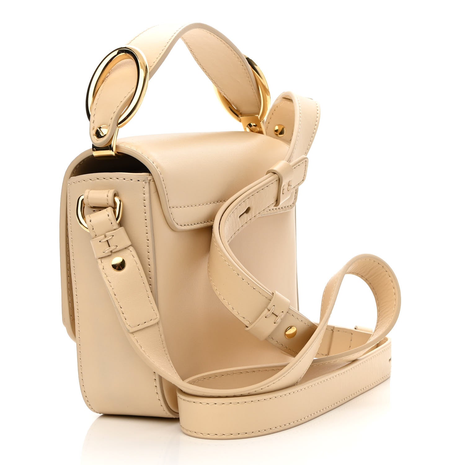 Chloe Shiny Calfskin Suede Mini C Double Carry Blondie Beige 3 of 8